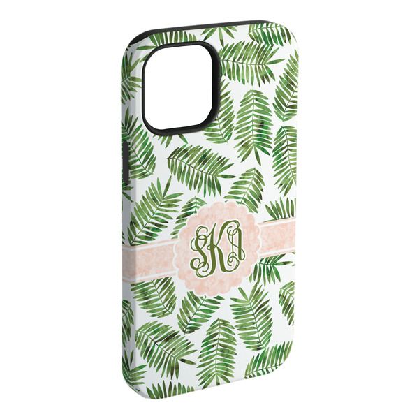 Custom Tropical Leaves iPhone Case - Rubber Lined - iPhone 15 Plus (Personalized)