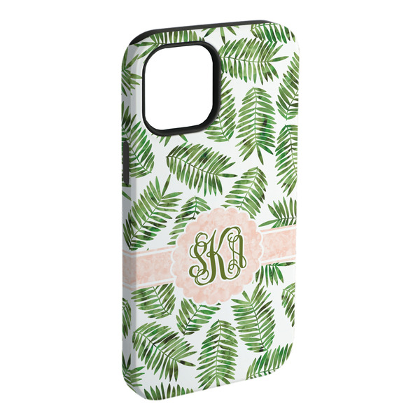 Custom Tropical Leaves iPhone Case - Rubber Lined - iPhone 15 Pro Max (Personalized)