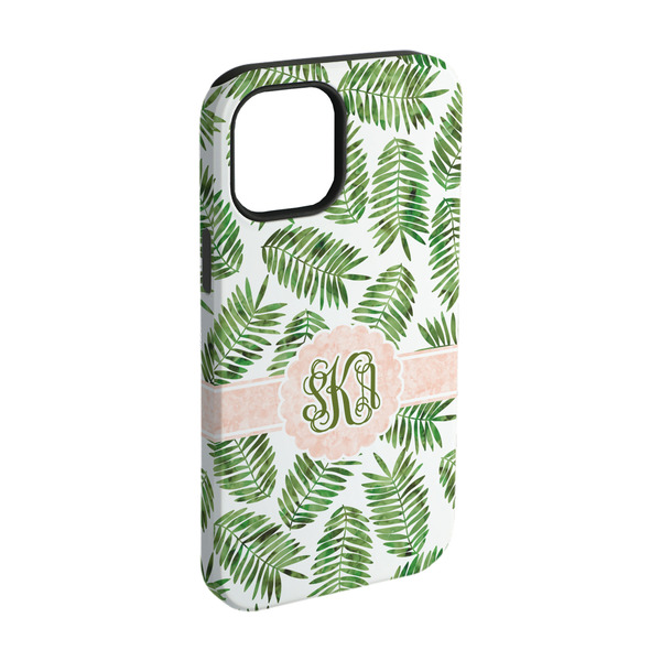 Custom Tropical Leaves iPhone Case - Rubber Lined - iPhone 15 (Personalized)