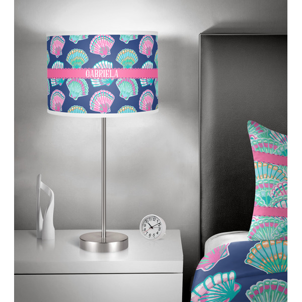 Preppy Sea Shells 13 inch drum lamp shade - in room