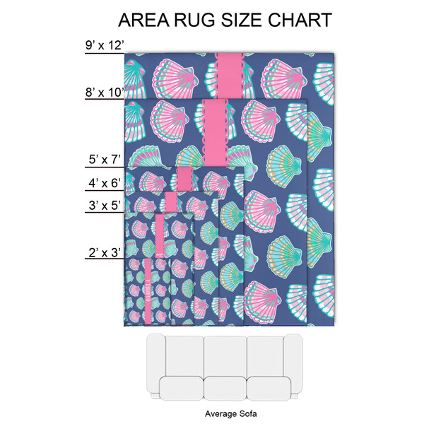 Preppy Sea Shells 2'x3' Indoor Area Rugs - Size Chart