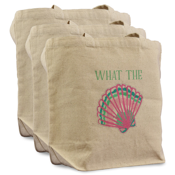 Custom Preppy Sea Shells Reusable Cotton Grocery Bags - Set of 3 (Personalized)