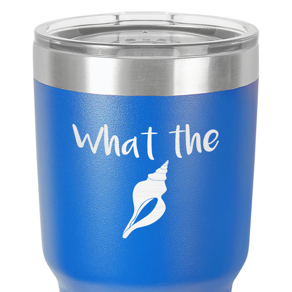Preppy Sea Shells 30 oz Stainless Steel Ringneck Tumbler - Blue - Close Up
