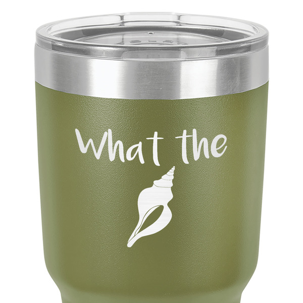 Preppy Sea Shells 30 oz Stainless Steel Ringneck Tumbler - Olive - Close Up