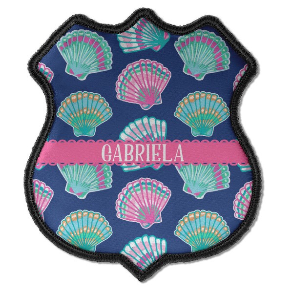 Custom Preppy Sea Shells Iron On Shield Patch C w/ Name or Text
