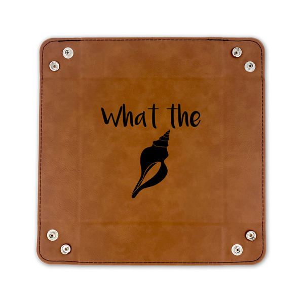 Preppy Sea Shells 6" x 6" Leatherette Snap Up Tray - FLAT FRONT