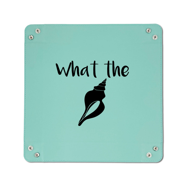 Preppy Sea Shells 6" x 6" Teal Leatherette Snap Up Tray - APPROVAL