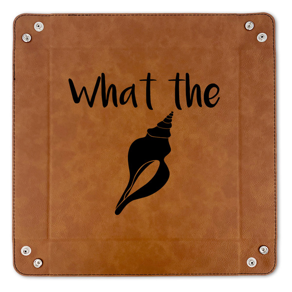 Preppy Sea Shells 9" x 9" Leatherette Snap Up Tray - APPROVAL (FLAT)