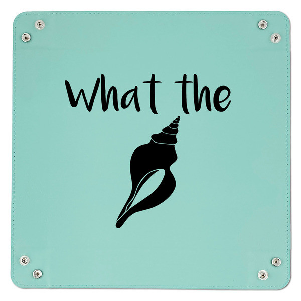 Preppy Sea Shells 9" x 9" Teal Leatherette Snap Up Tray - APPROVAL