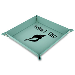 Preppy Sea Shells Faux Leather Dice Tray - 9" x 9"  - Teal (Personalized)