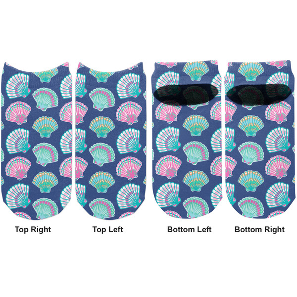 Preppy Sea Shells Adult Ankle Socks - Double Pair - Front and Back - Apvl