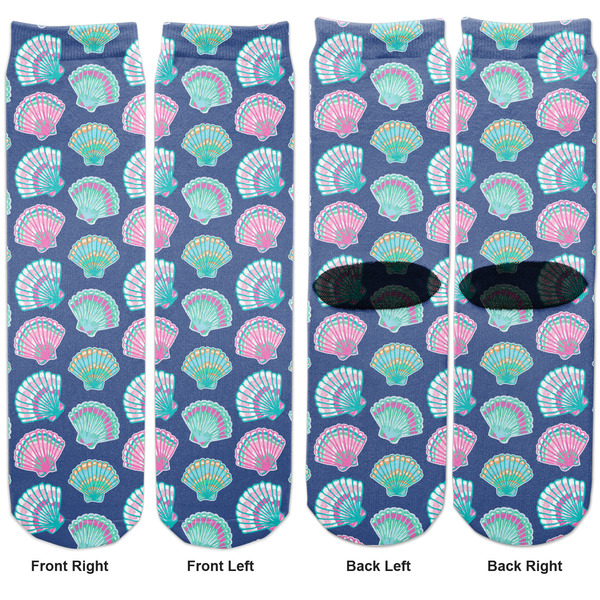 Preppy Sea Shells Adult Crew Socks - Double Pair - Front and Back - Apvl