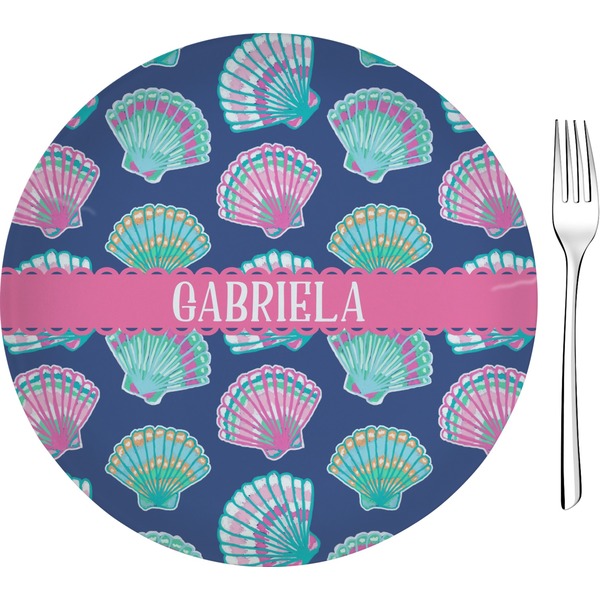 Custom Preppy Sea Shells 8" Glass Appetizer / Dessert Plates - Single or Set (Personalized)