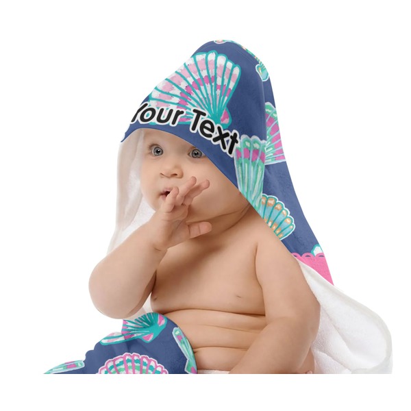 Preppy Sea Shells Baby Hooded Towel on Child