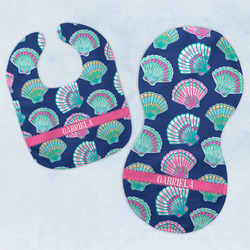 Preppy Sea Shells Baby Bib & Burp Set w/ Name or Text