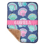 Preppy Sea Shells Sherpa Baby Blanket - 30" x 40" w/ Name or Text