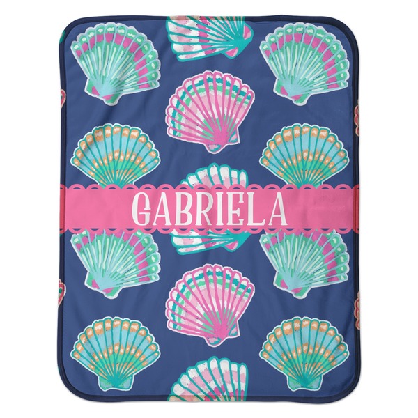 Preppy Sea Shells Baby Sherpa Blanket - Flat