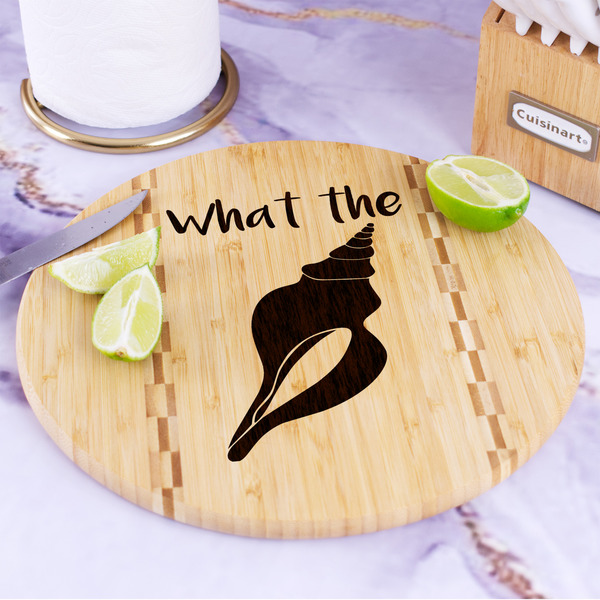 Preppy Sea Shells Bamboo Cutting Board - In Context
