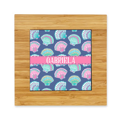 Preppy Sea Shells Bamboo Trivet with Ceramic Tile Insert (Personalized)