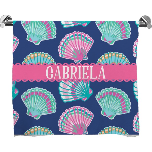 Custom Preppy Sea Shells Bath Towel (Personalized)