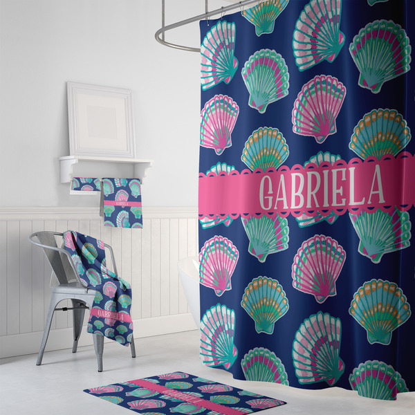 Preppy Sea Shells Bath Towel Sets - 3-piece - In Context