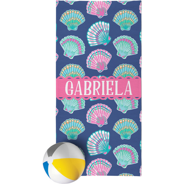 Custom Preppy Sea Shells Beach Towel (Personalized)