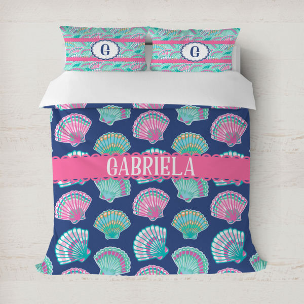 Custom Preppy Sea Shells Duvet Cover Set - Full / Queen (Personalized)