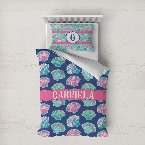 Custom Preppy Sea Shells Duvet Cover Set - Twin XL (Personalized)