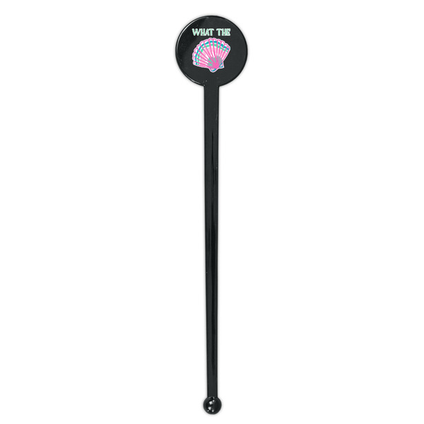 Preppy Sea Shells Black Plastic 7" Stir Stick - Round - Single Stick