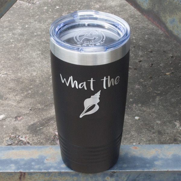 Preppy Sea Shells Black Polar Camel Tumbler - 20oz - Angled