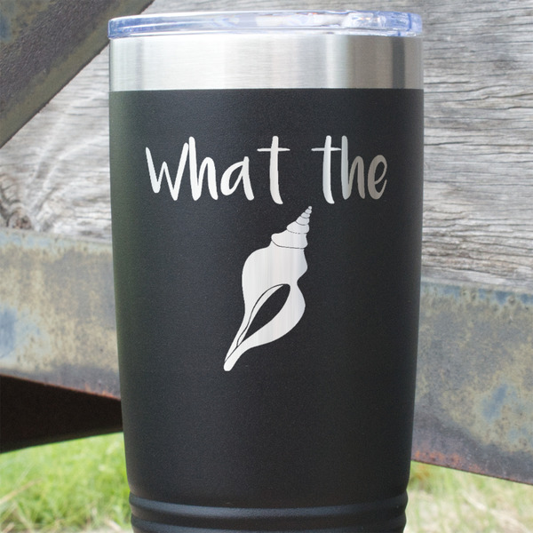 Preppy Sea Shells Black Polar Camel Tumbler - 20oz - Close Up