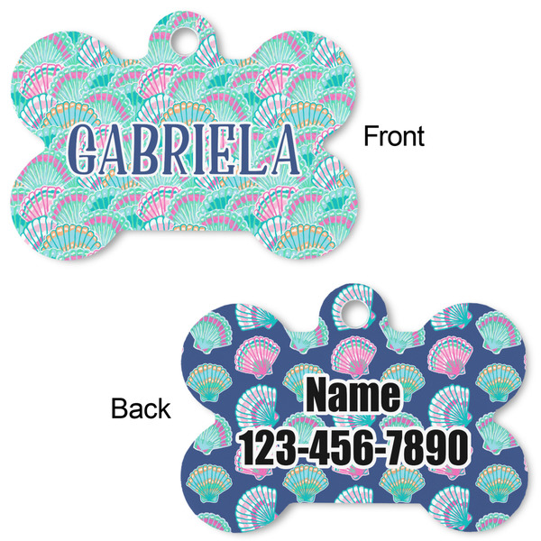 Preppy Sea Shells Bone Shaped Dog ID Tag - Large - Approval