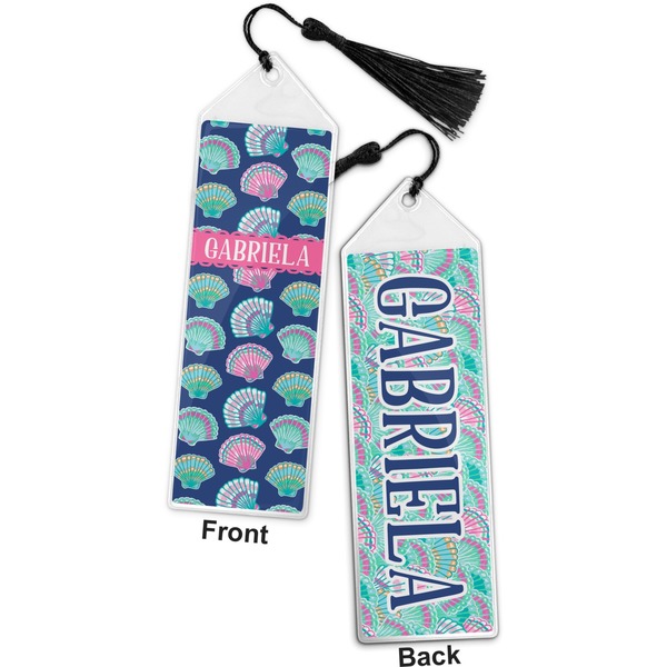 Preppy Sea Shells Bookmark with tassel - Front and Back
