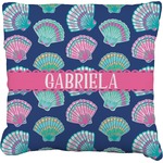Preppy Sea Shells Faux-Linen Throw Pillow 18" (Personalized)