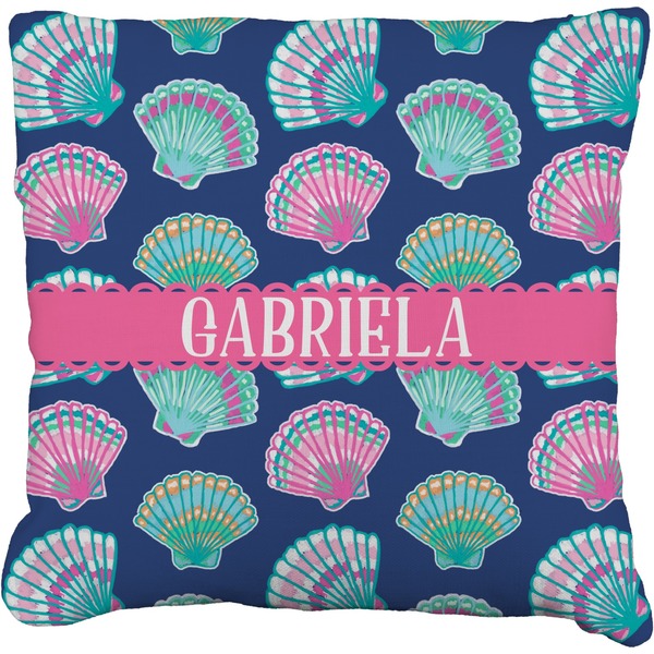 Custom Preppy Sea Shells Faux-Linen Throw Pillow 18" (Personalized)