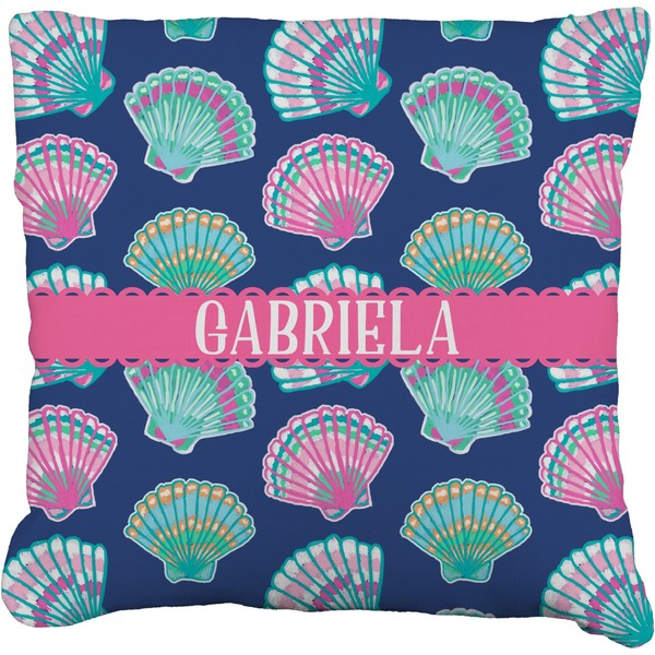 Custom Preppy Sea Shells Faux-Linen Throw Pillow 20" (Personalized)
