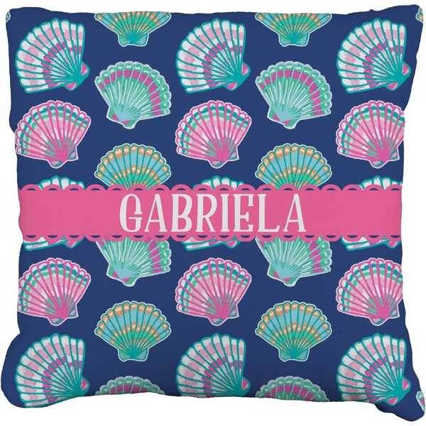 Custom Preppy Sea Shells Faux-Linen Throw Pillow (Personalized)