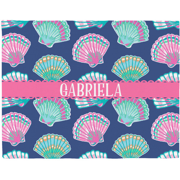 Custom Preppy Sea Shells Woven Fabric Placemat - Twill w/ Name or Text