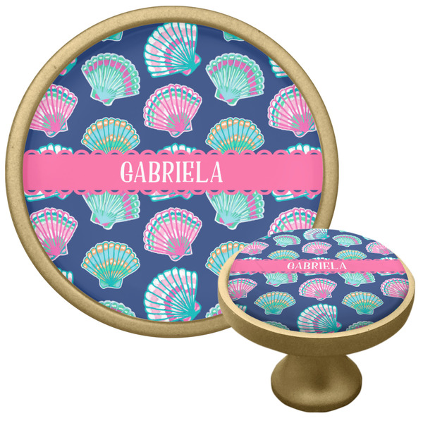 Preppy Sea Shells Cabinet Knob - Gold - Multi Angle