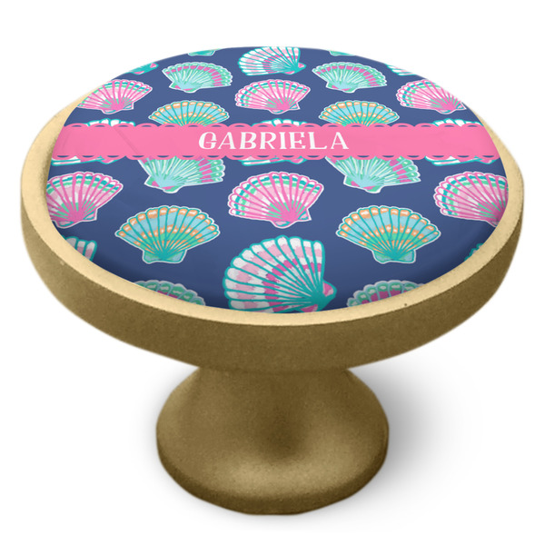 Preppy Sea Shells Cabinet Knob - Gold - Side