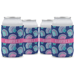 Preppy Sea Shells Can Cooler (12 oz) - Set of 4 w/ Name or Text