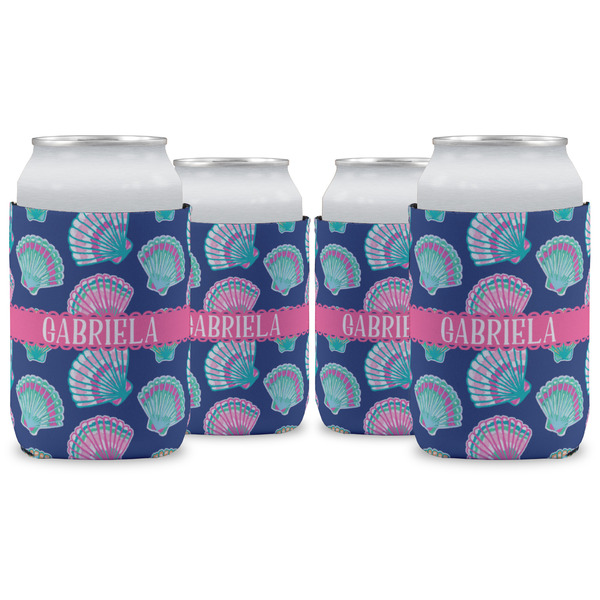 Custom Preppy Sea Shells Can Cooler (12 oz) - Set of 4 w/ Name or Text