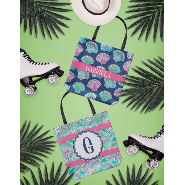 Preppy Sea Shells Canvas Tote Lifestyle Front and Back