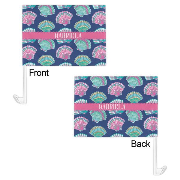 Preppy Sea Shells Car Flag - 11" x 8" - Front & Back View