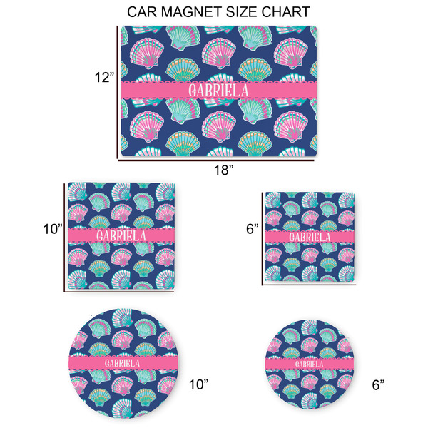 Preppy Sea Shells Car Magnets - SIZE CHART