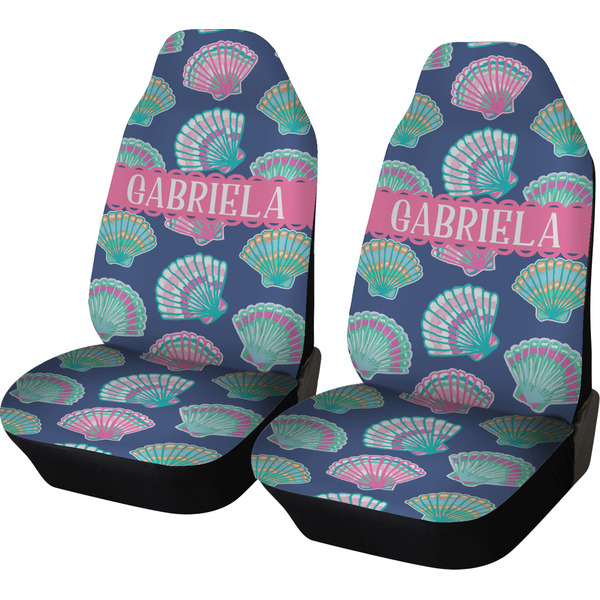 Custom Preppy Sea Shells Car Seat Covers (Set of Two) (Personalized)