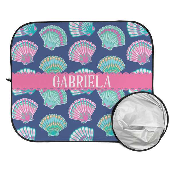 Preppy Sea Shells Car Sun Shades - FOLDED & UNFOLDED
