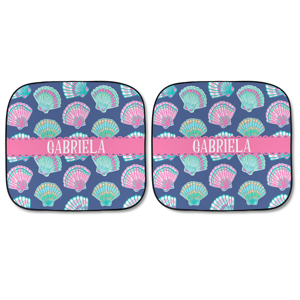 Preppy Sea Shells Car Sun Shades - FRONT
