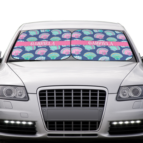 Preppy Sea Shells Car Sun Shades - IN CONTEXT