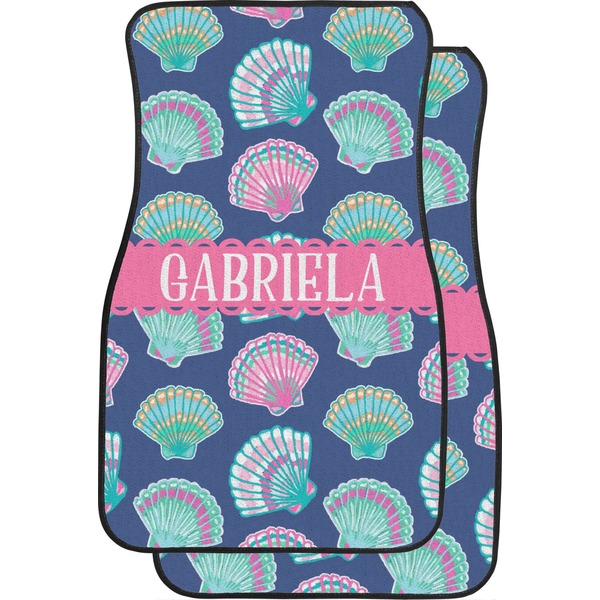 Custom Preppy Sea Shells Car Floor Mats (Front Seat) (Personalized)